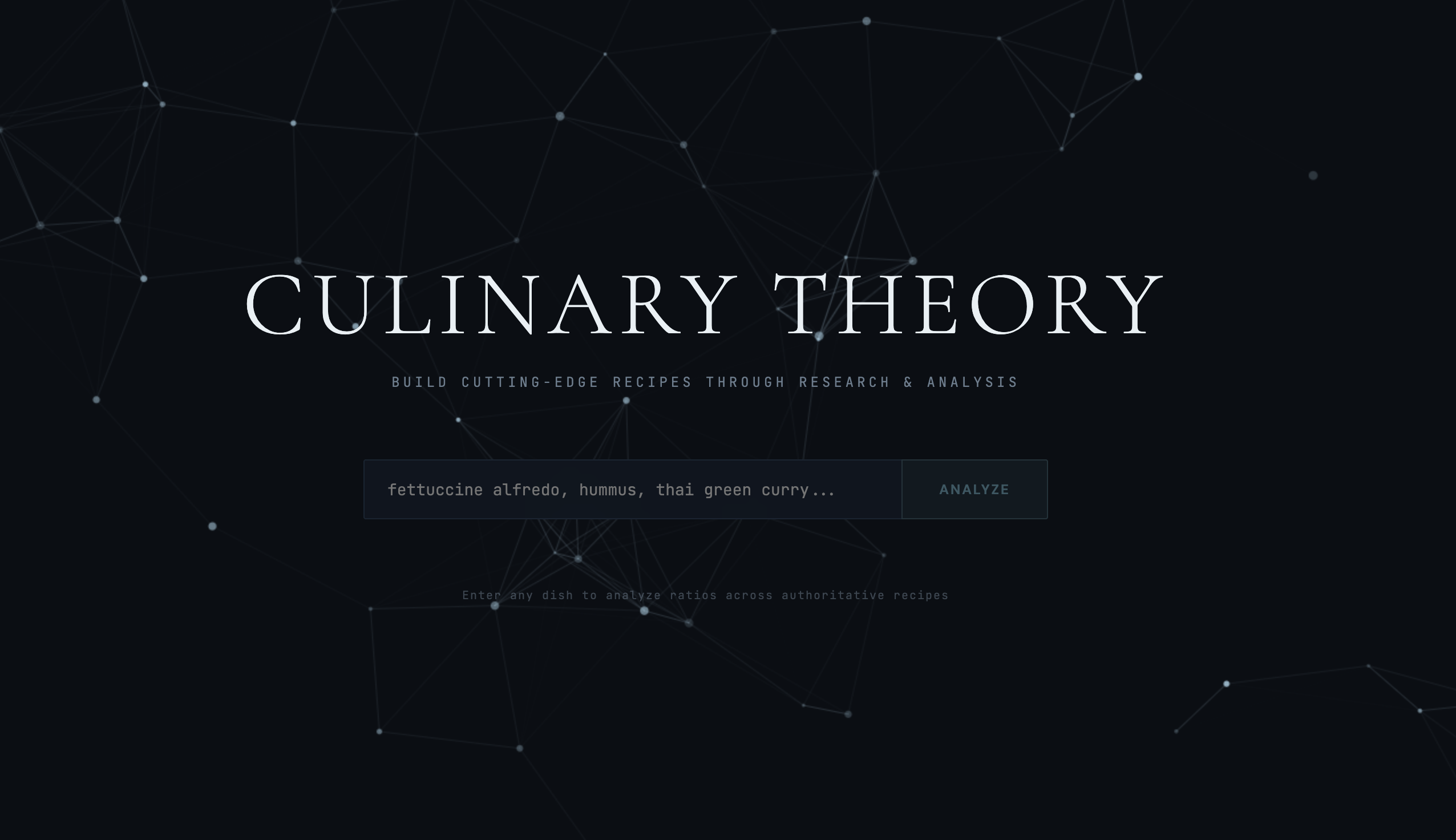 Culinary Theory — recipe ratio analysis